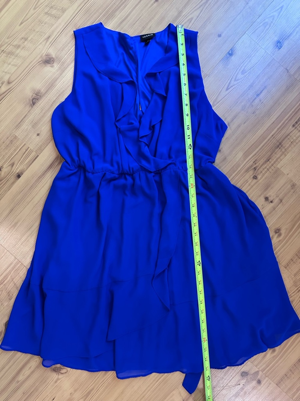 torrid Royal Blue Chiffon Ruffle Wrap Midi Dress - Picture 5 of 7